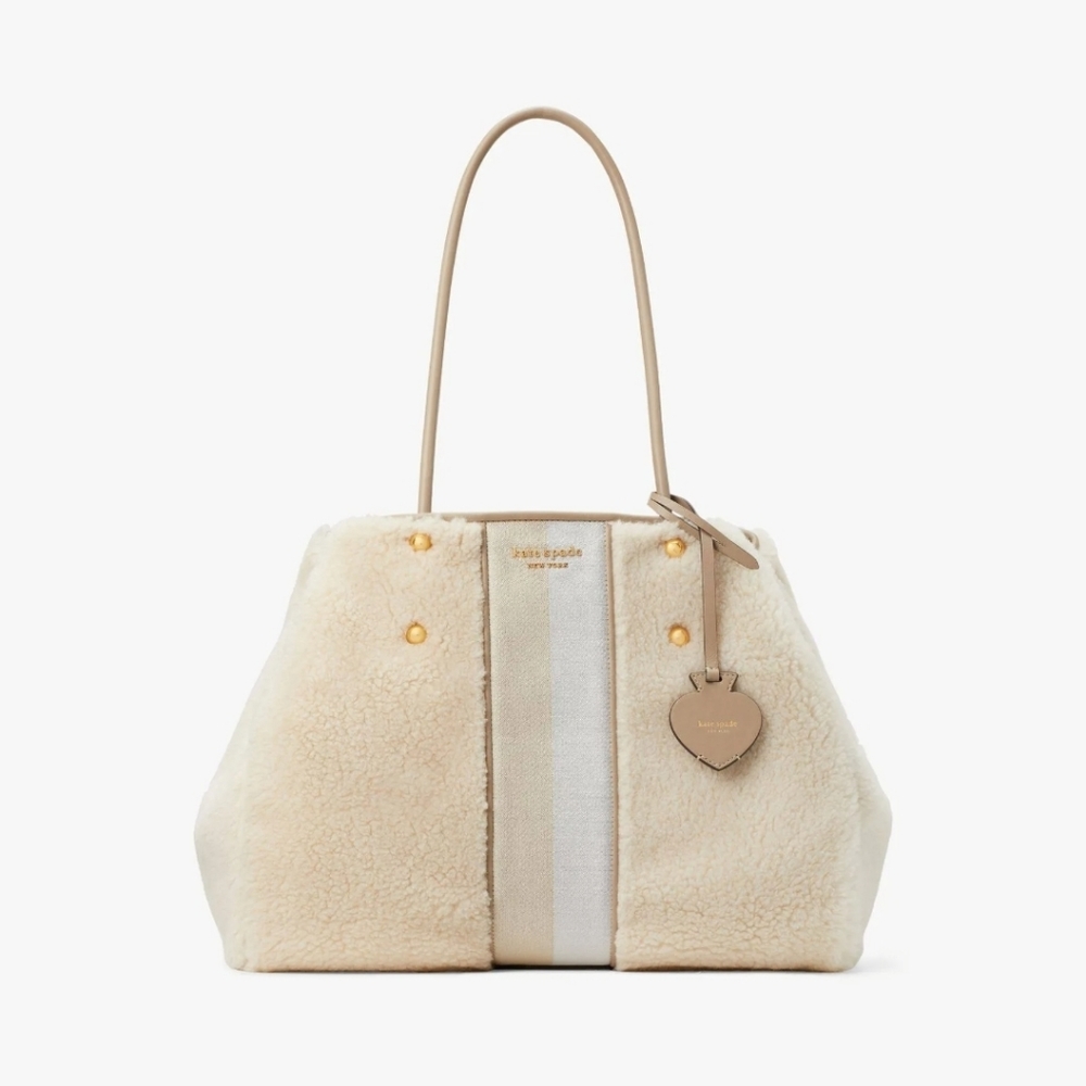 Kate Spade Women's Everything Racing Stripe Faux Shearling Tote